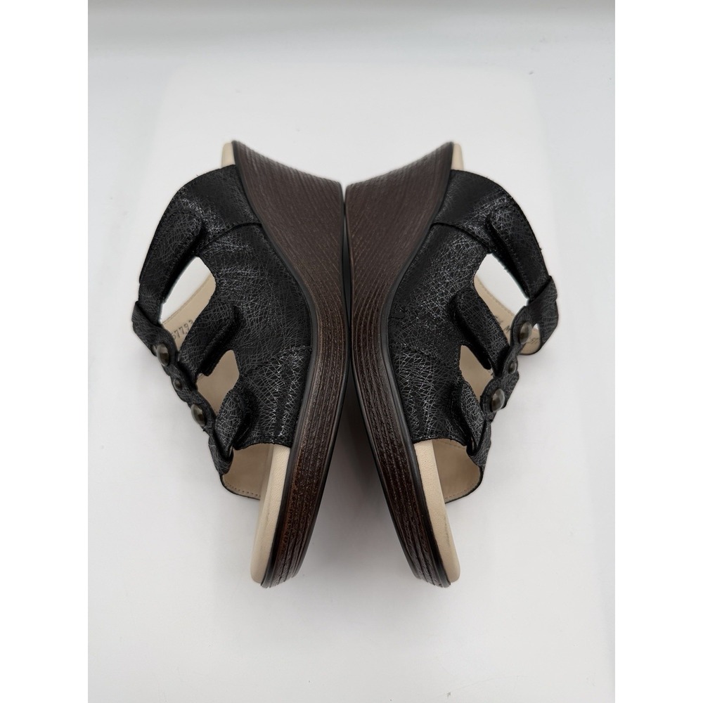 SAS Ginger Wedge Sandal,Women's 7.5 M,Black Leather Adjustable Straps,NEW/DEFCTS - Picture 7 of 16